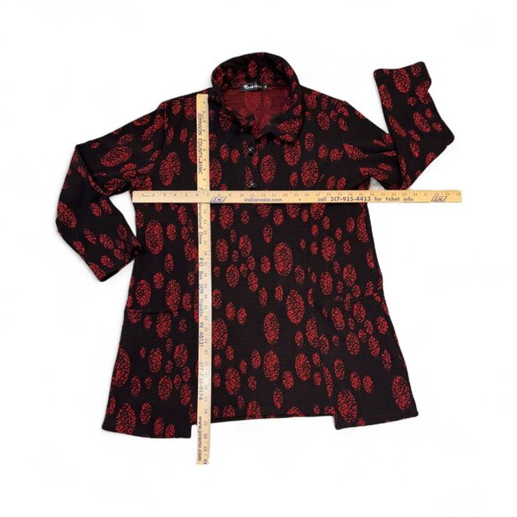 Creation Red & Black Long Sleeve Collared Ribbed Knit Tunic Women's XL - Picture 11 of 11
